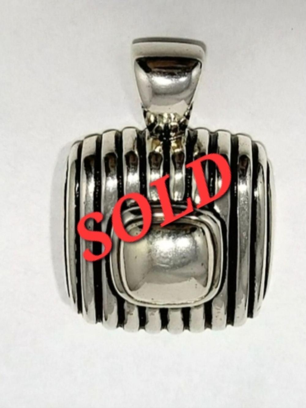 *SOLD* Joseph Esposito Sterling Silver 925 Striped Layered Square Pendant 14.5